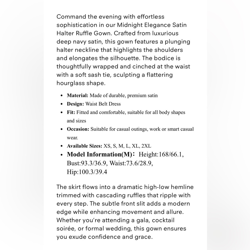 NWT Satin Halter Ruffle Gown (Champagne color) ✨ - Picture 4 of 6